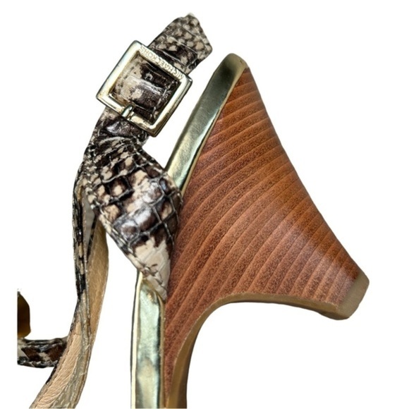 MICHAEL by MICHAEL KORS OPEN TOE SANDAL SNAKE SKIN PRINT WEDGES, SIZE 6 - Picture 4 of 7